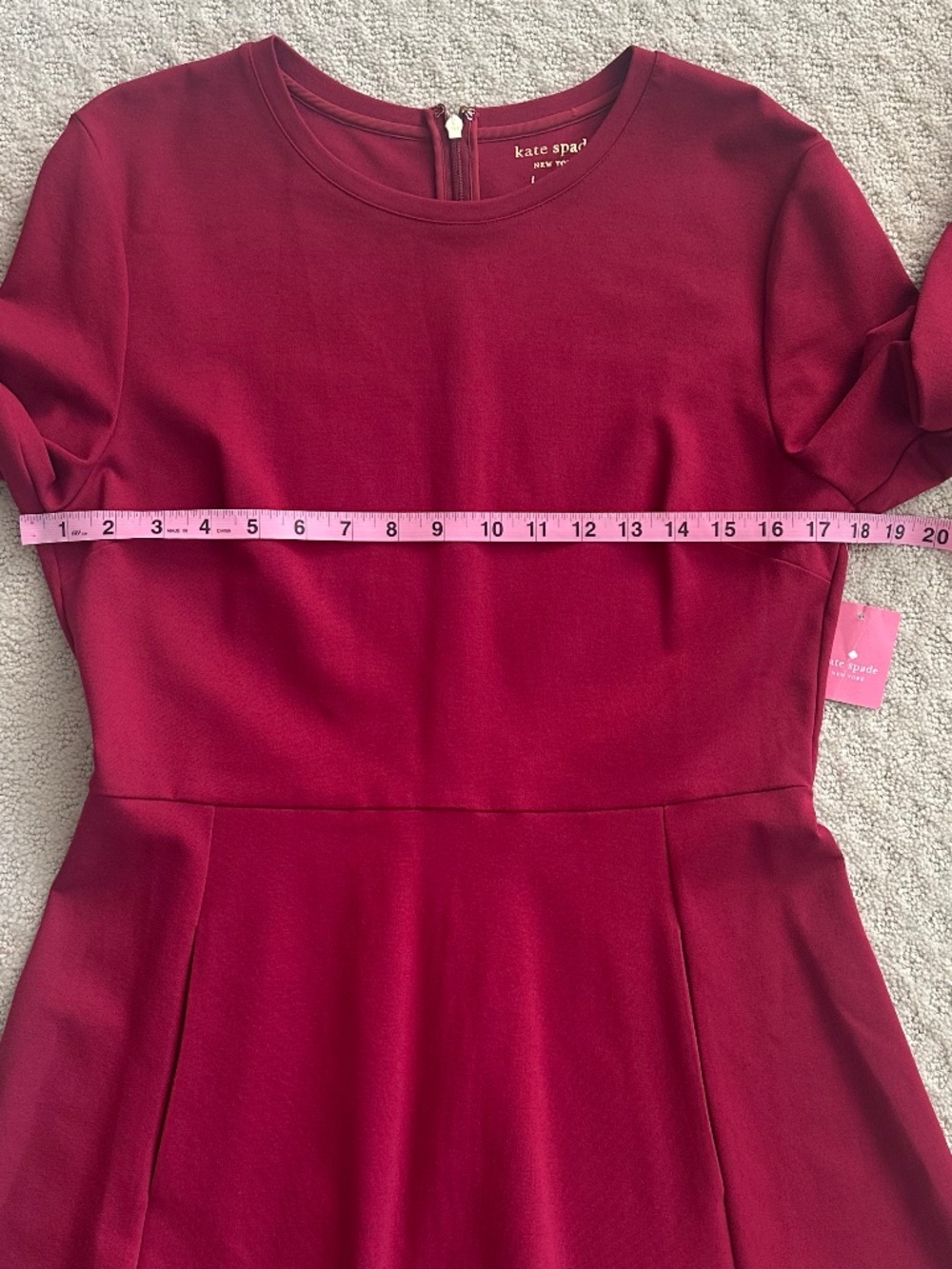 Kate Spade Colorblock Bell Sleeve Ponte Dress Cranberry L Cocktail Party Preppy - Picture 16 of 16